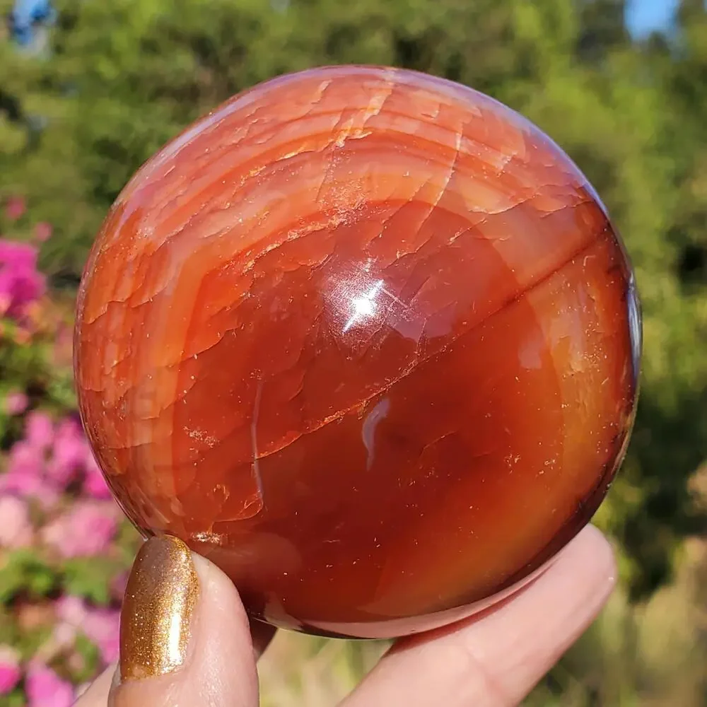 Carnelian Orca Agate Mix Translucent Druzy Cave Crystal Sphere 390 grams 66mm